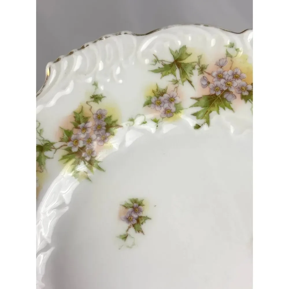 Vintage Porcelain Floral Plate Scalloped Edge‎ Hand Painted Style Cottage Decor